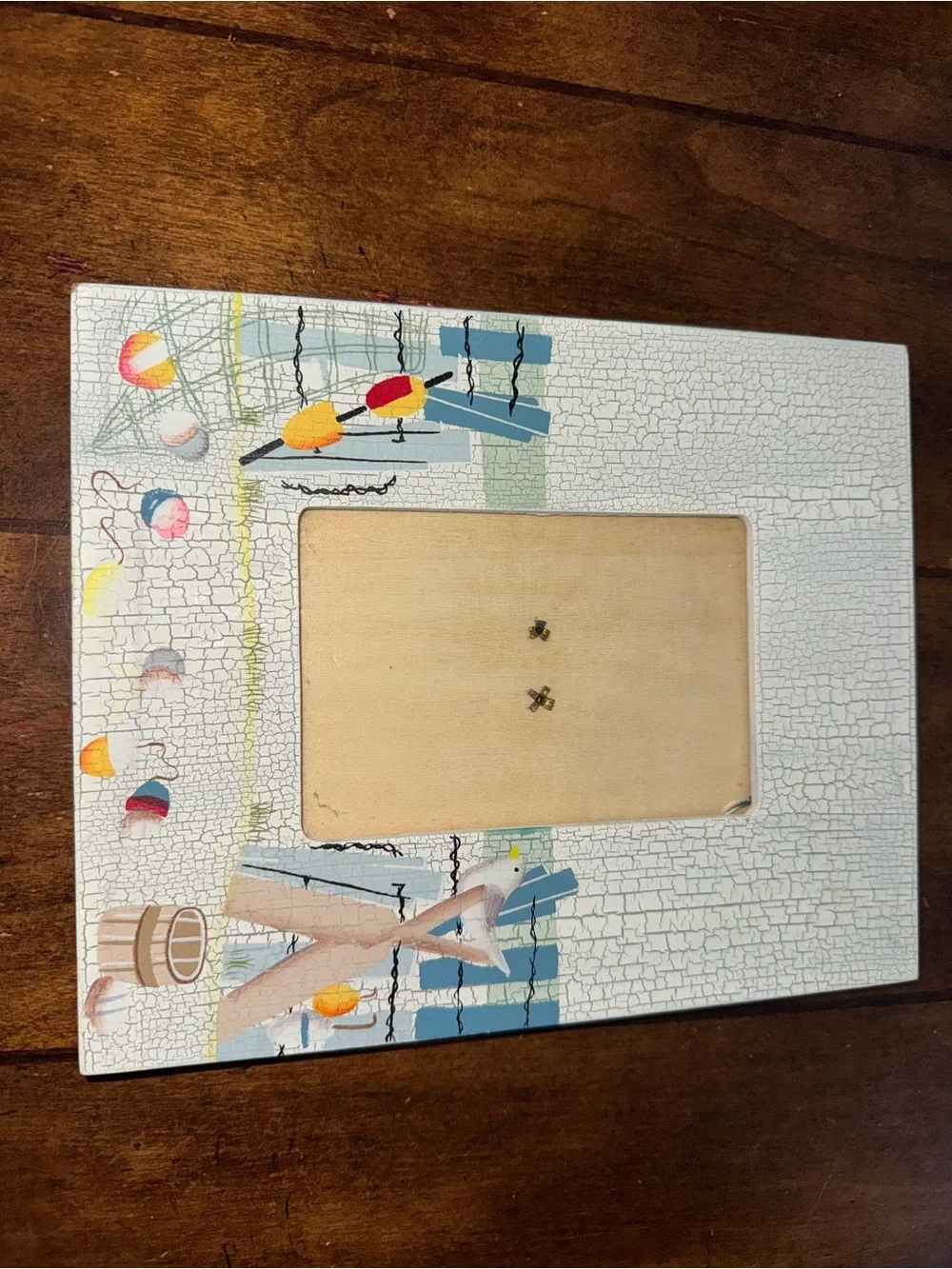 Coastal Beach-Themed White Crackle Wood Picture Frames (Set of 2)